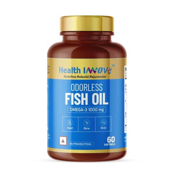 Health Innov8 Odorless Fish Oil Omega-3 1000mg  60 Softgels